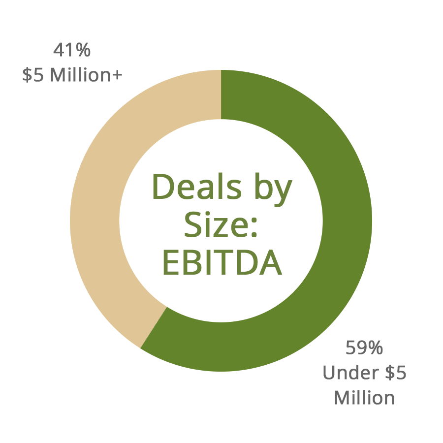 Deals by Size: EBITDA - 41% 59% $5 Million and above, 59% Under $5 Milion